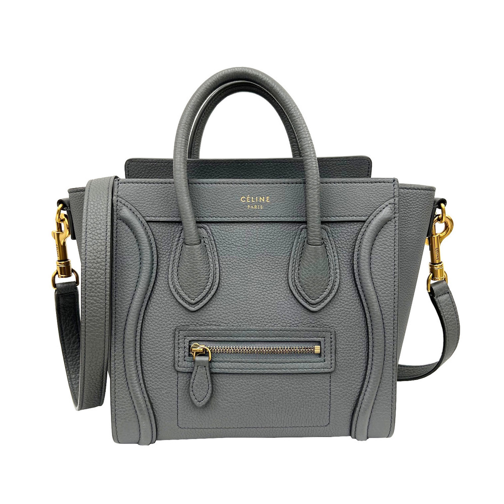 CELINE Luggage Nano Shopper 2WAY Handbag Shoulder Bag Coal Gray